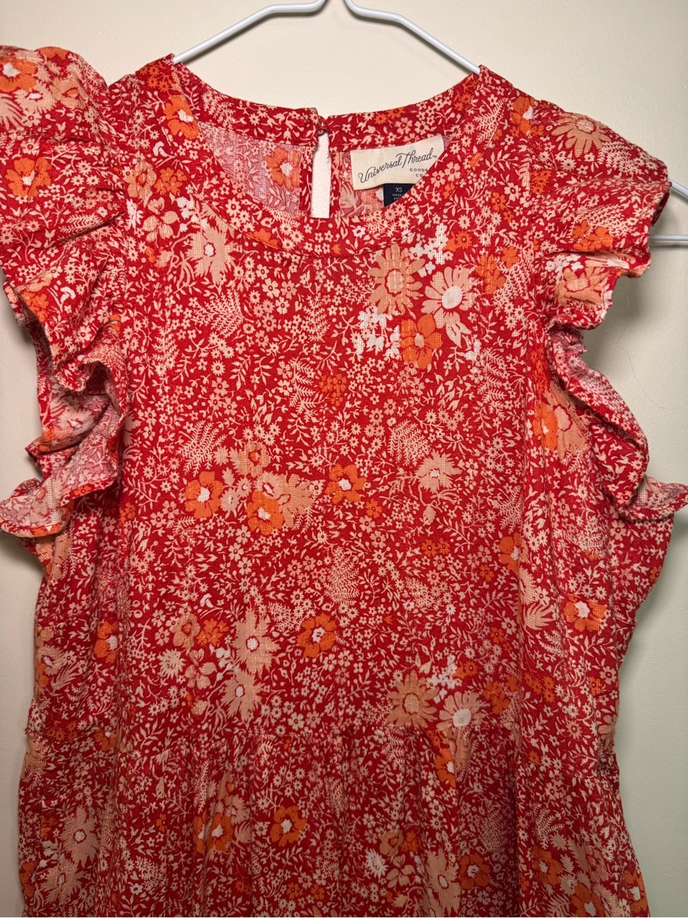 Universal Thread Red & Orange Floral Midi Dress